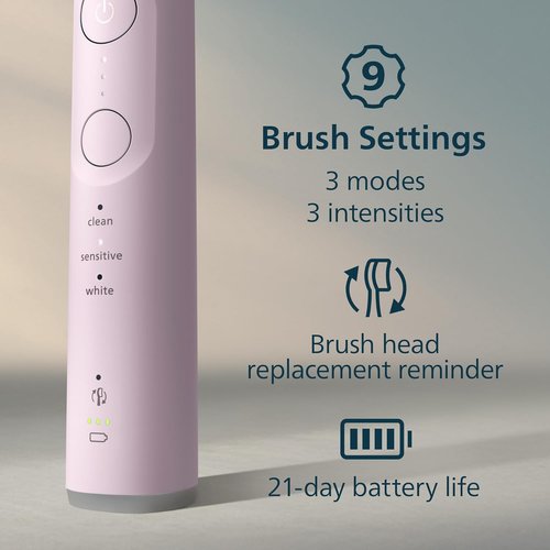 Philips Sonicare 6700 Series Electric Toothbrush - Advanced Sonic Technology, Pressure Sensor, 9 Modes, Light Pink