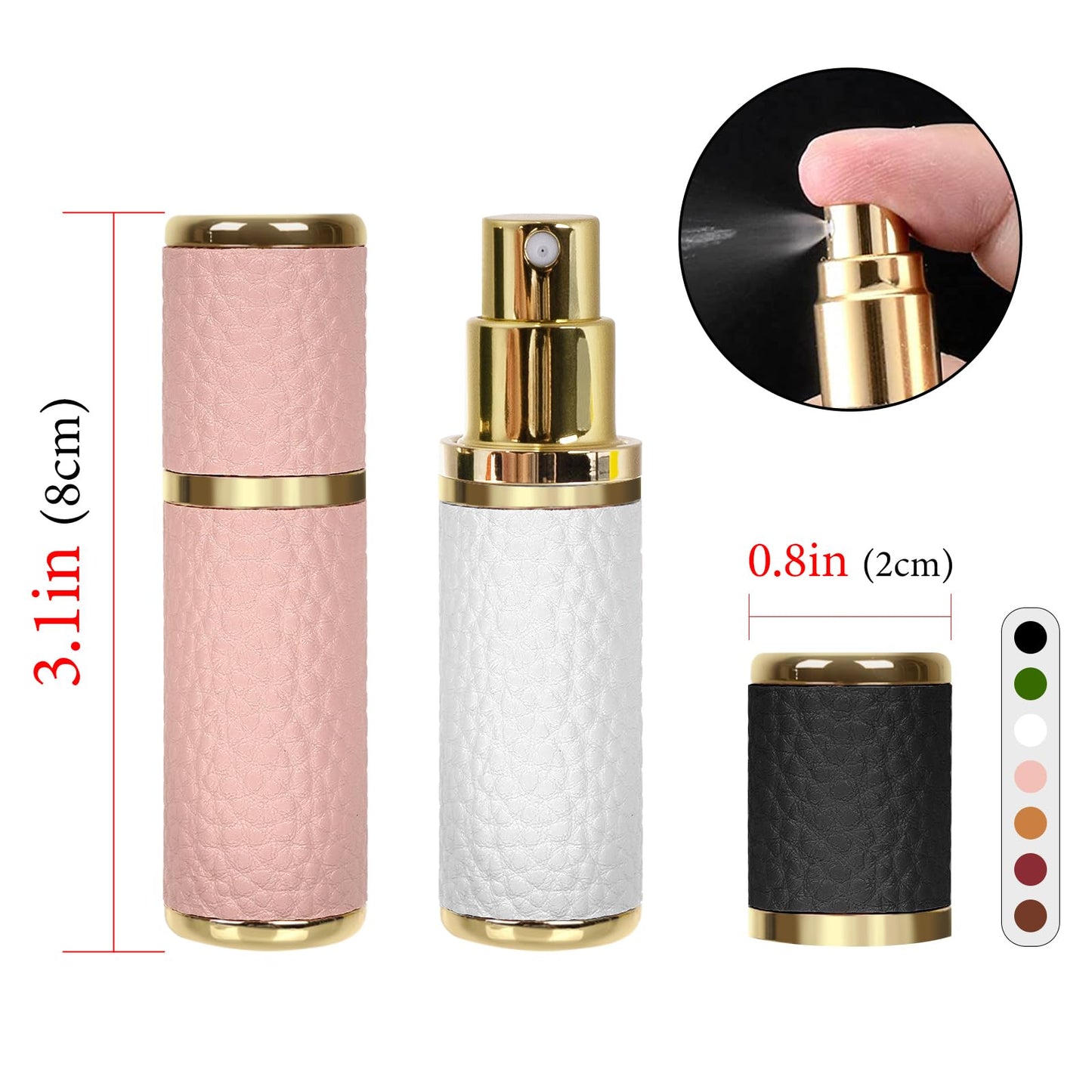 LUEXBOX 7 Pack Portable Perfume Bottle for Travel, Mini Refillable Perfume Dispenser, 5ml Faux Leather Leak Proof Perfume Atomizers Bottles Sprayer for Pocket Perfume
