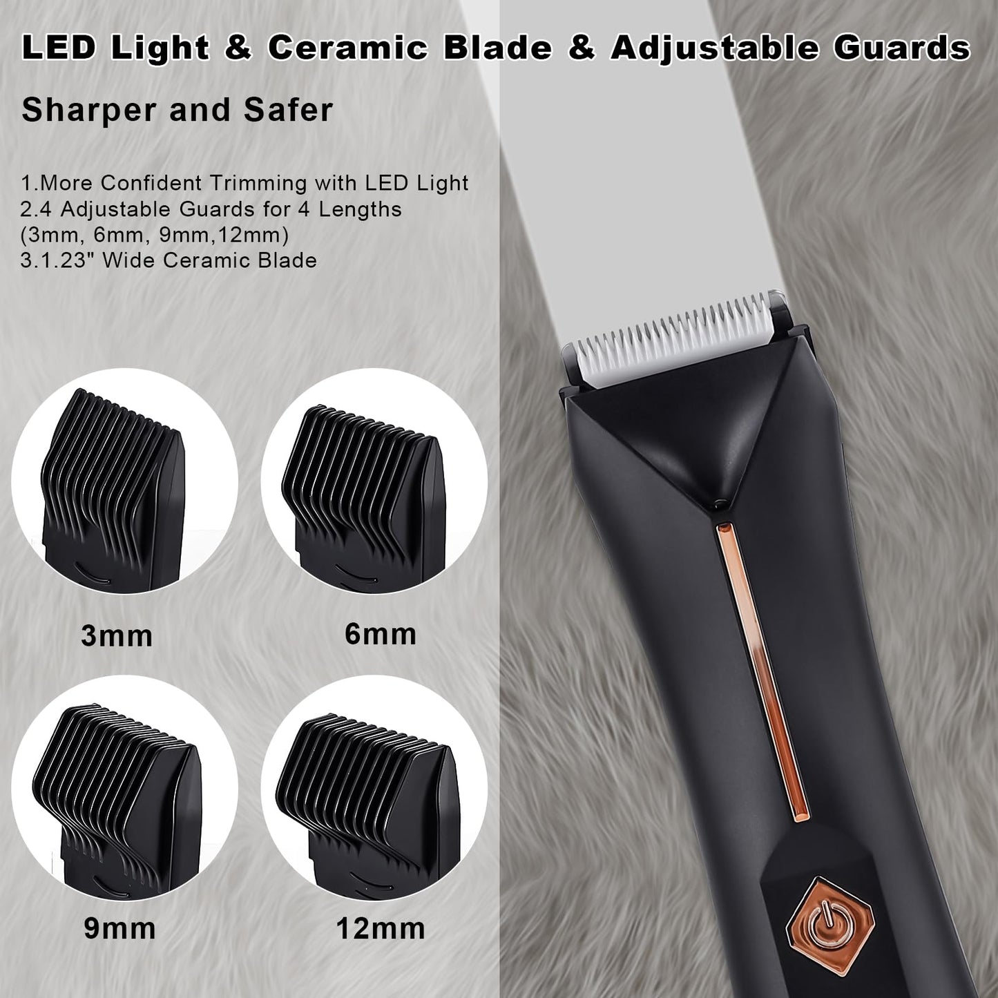 Groin Hair Trimmer for Men KSIAOS Trimmer for Men Electric Ball Trimmer/Shaver Waterproof Pubic Groin Body Hair Trimmer with Ceramic Blade Heads for Wet/Dry Use, Body Groomer with Recharge Dock, Black