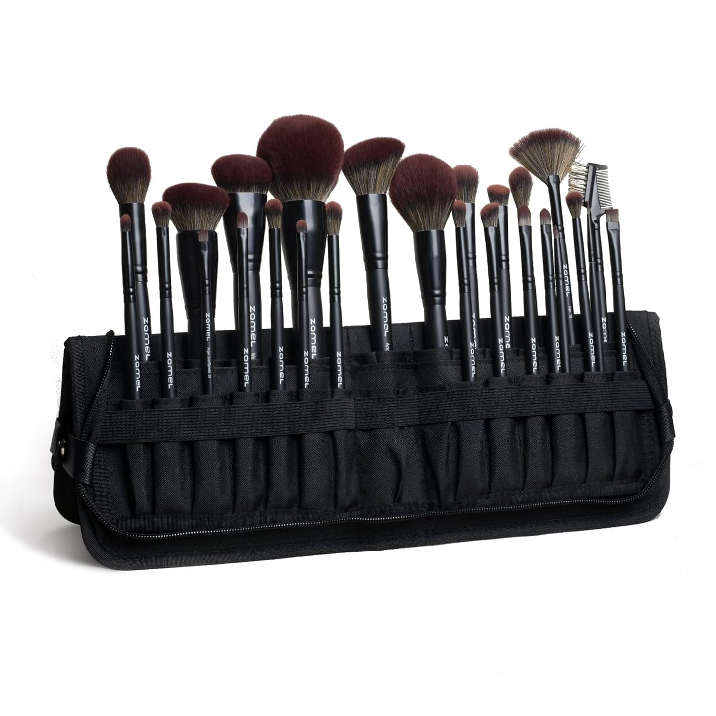 ZAMEL 26-Piece Premium Black Makeup Brush Set - Ultra Soft Brushes with Travel Bag for Flawless Application