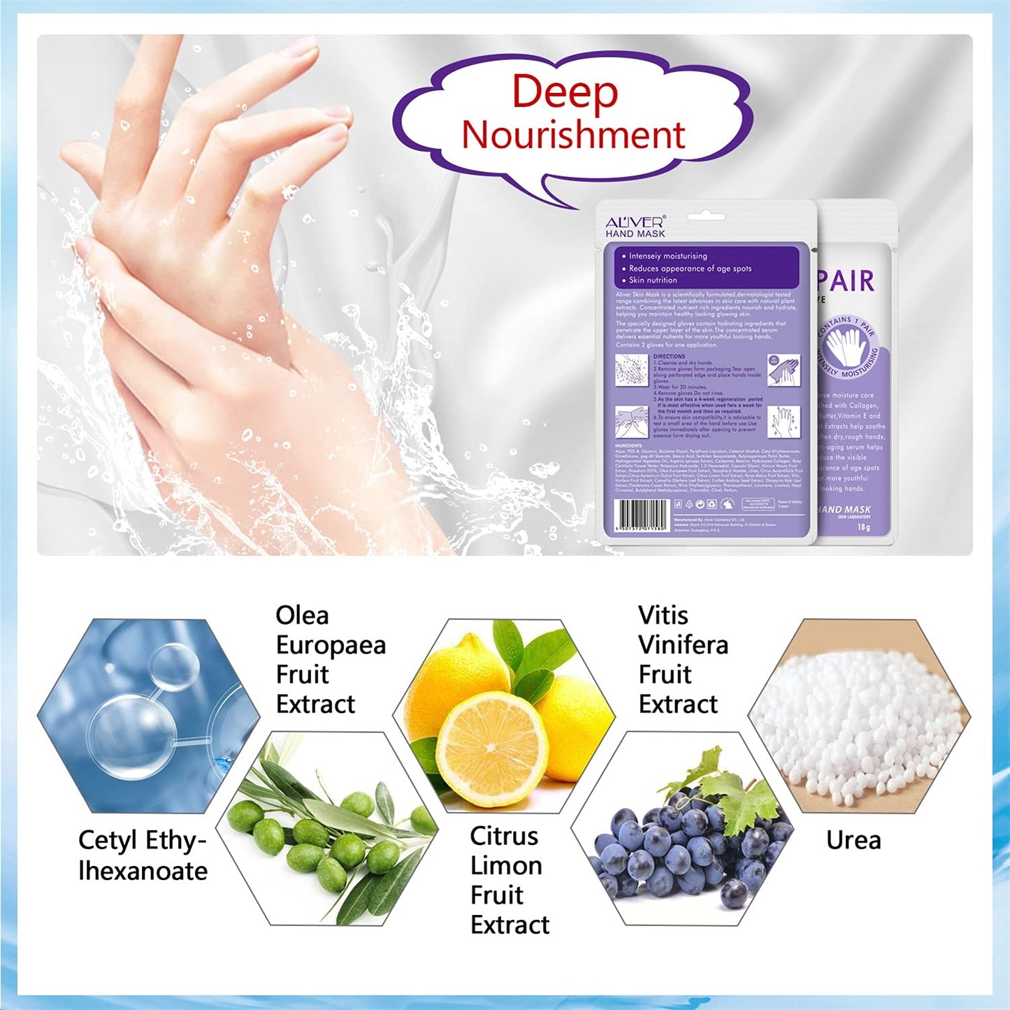 Skiennix Moisturizing Gloves - Hand Spa Mask with Collagen & Vitamins | 4-Pack for Dry, Cracked Skin