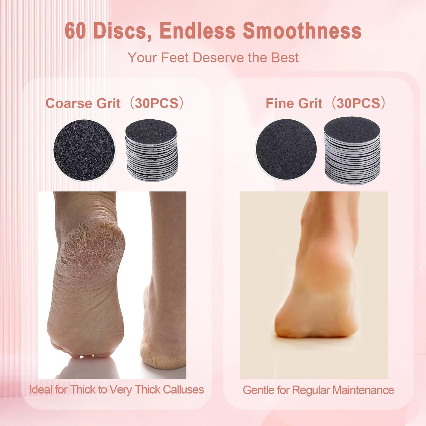 Electric Foot File 2025 Upgrades Electric Foot Callus Remover,Electric Callus Remover for Feet with 60 Pcs Sandpaper Discs, Foot File Electric with Speed Controller,for Dead Dry Crack Skin Calluses