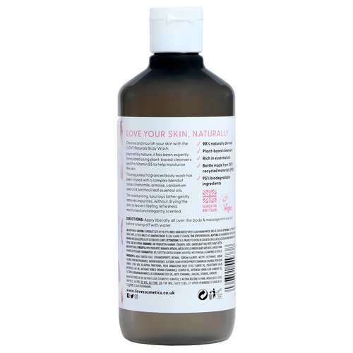 I LOVE Naturals Rose & Argan Body Wash - Moisturizing Plant-Based Cleanser - 16.9 oz