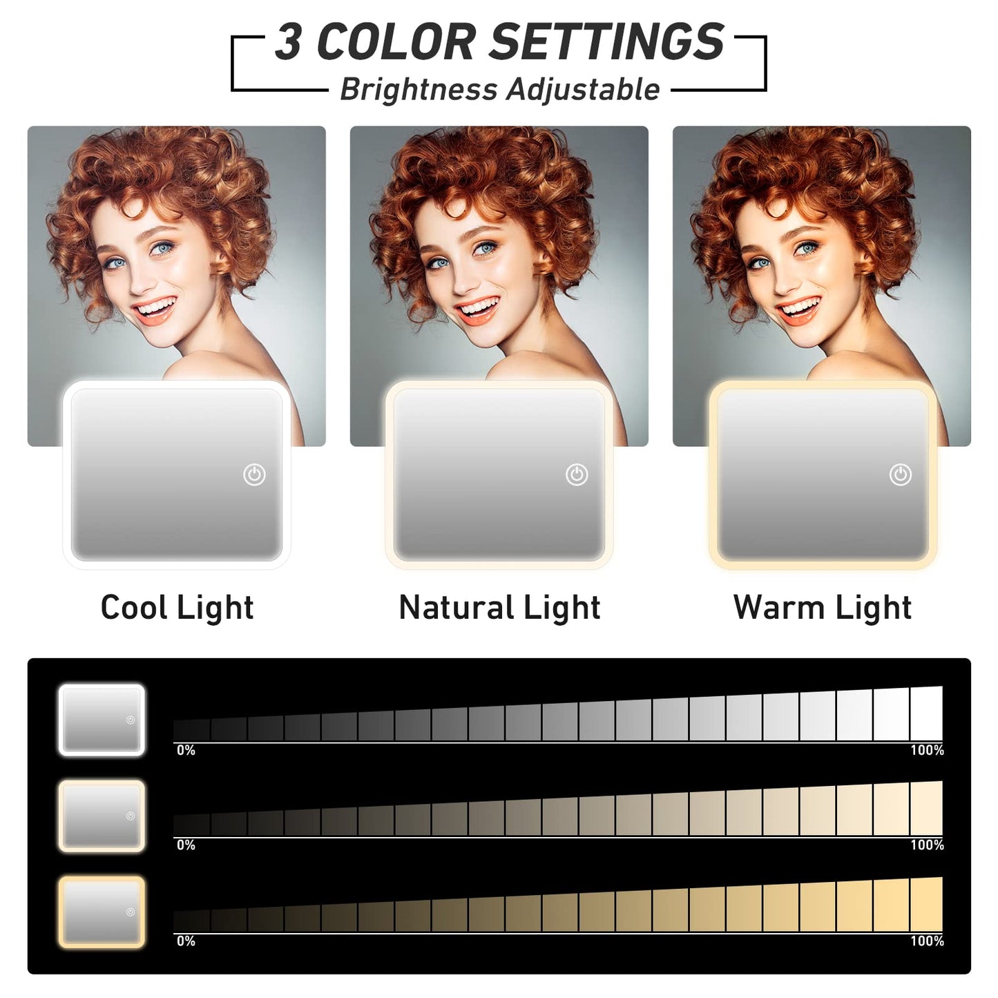 RRtide Makeup Bag with Light up Mirror, Travel Makeup Case with Mirror and Lights, Lighted Cosmetic Train Case with 3 Color Settings, Make up Organizer Bag with Adjustable Dividers Brush Board