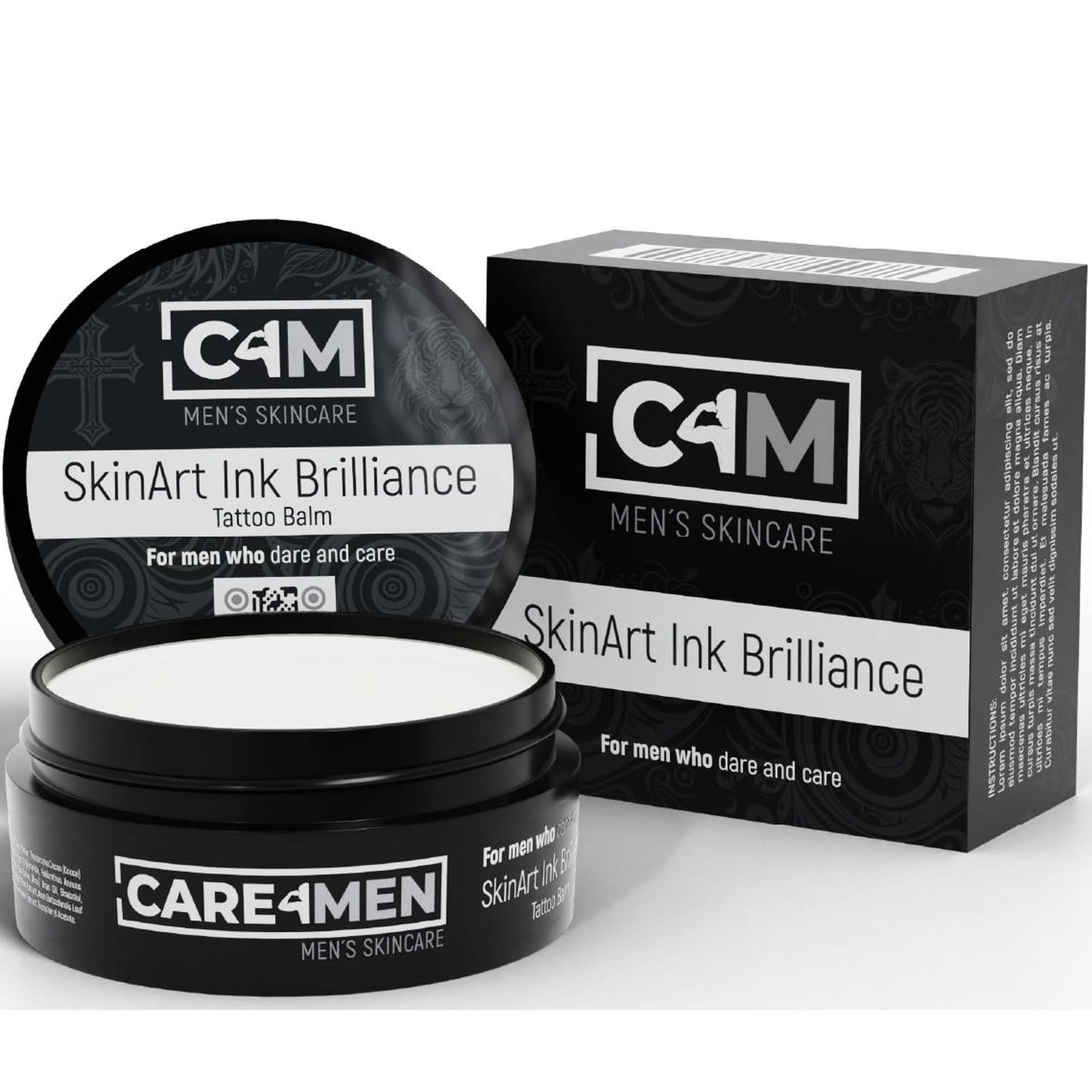 Care4Men Tattoo Aftercare Balm Butter - EXCLUSIVE MEN'S TATTOO CARE Cream Ointment. Unscented Natural Lotion Salve. New and Old Tattoos: Color Enhancement, Brightening, Healing & Moisturizing.