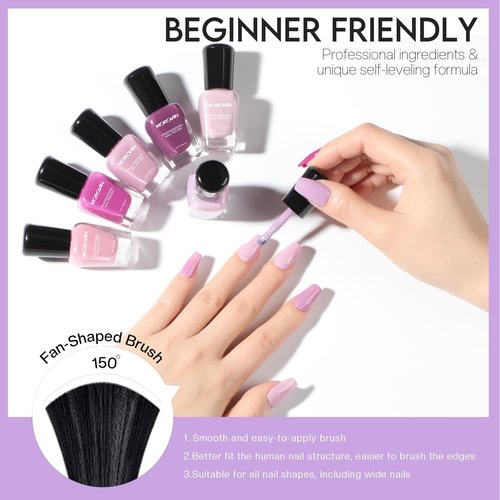 Morovan Nail Polish Set Fingernail: Lilac Light Purple Quick Dry Nail Polish Kit 0.25oz Lavender Regular Pack Glossy Halloween Finger Nail Gifts for Women Girls