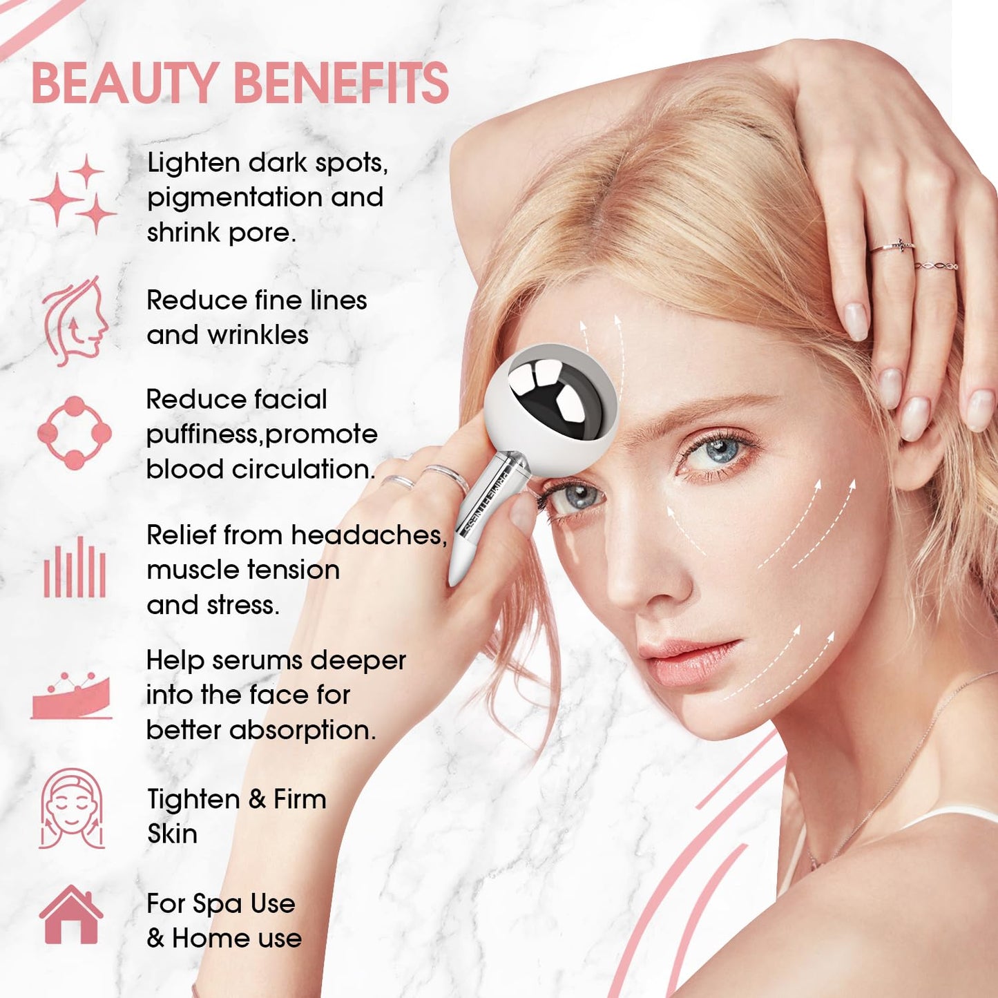 Ice Globes for Facials | Unbreakable Steel Cooling Roller | Cryo Sticks for Face | Massager for Face Neck & Eyes | Skin Care for Dark Circles, Puffiness, Wrinkles, Collagen Production (360 Rotating)