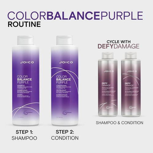 Joico Color Balance Purple Shampoo - Eliminate Brassy Tones & Boost Shine | UV Protection with Rosehip Oil & Green Tea Extract