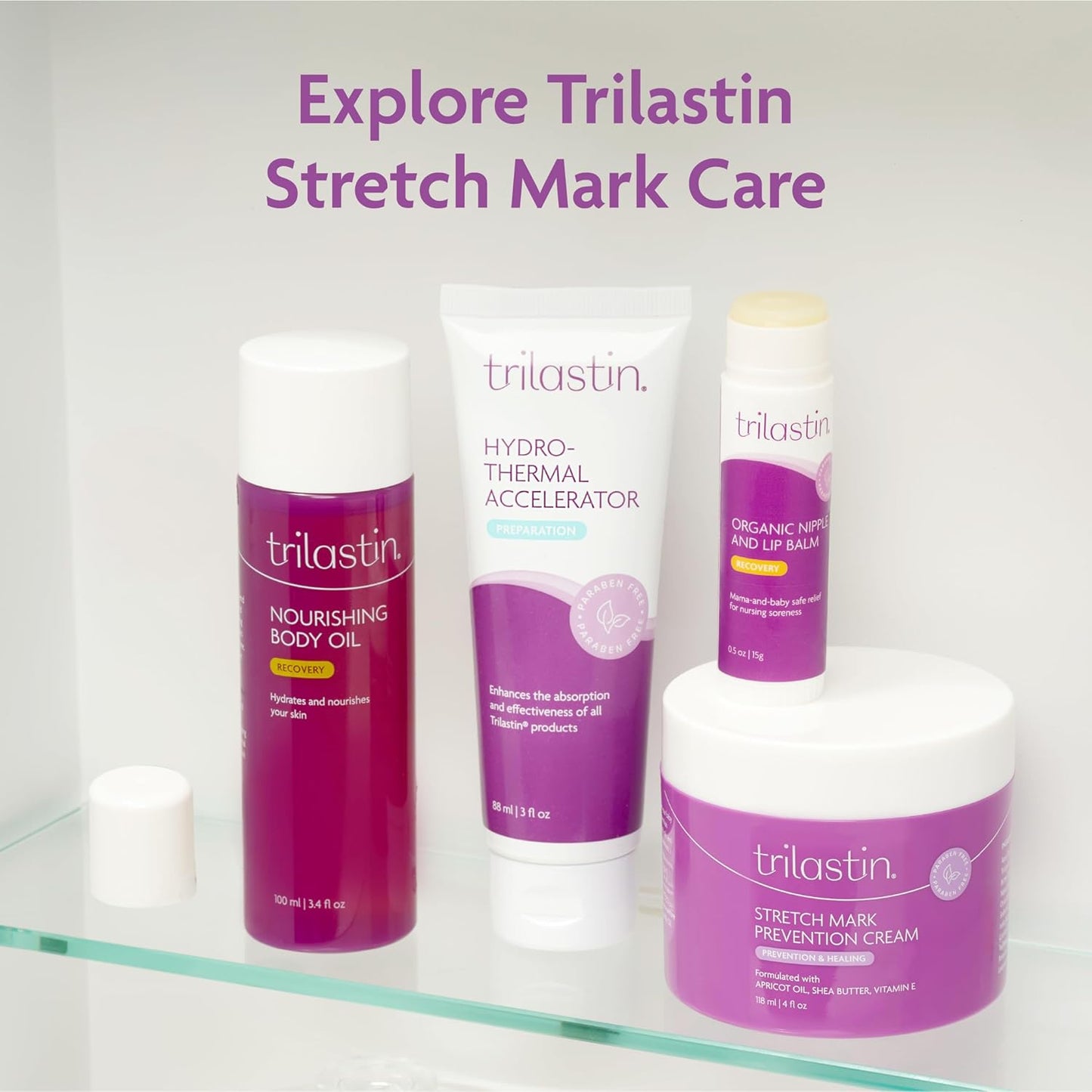 TriLASTIN Stretch Mark Cream - Hydrating Body Lotion with Collagen, Niacinamide & Vitamin E - Unscented 5.5 oz