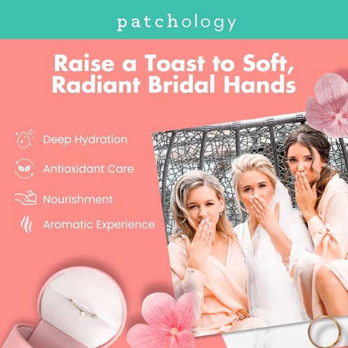 Patchology Rosé Fingers Hand Mask - Strawberry-Scented Moisturizing Gloves with Shea Butter for Soft Skin | 1 Pair