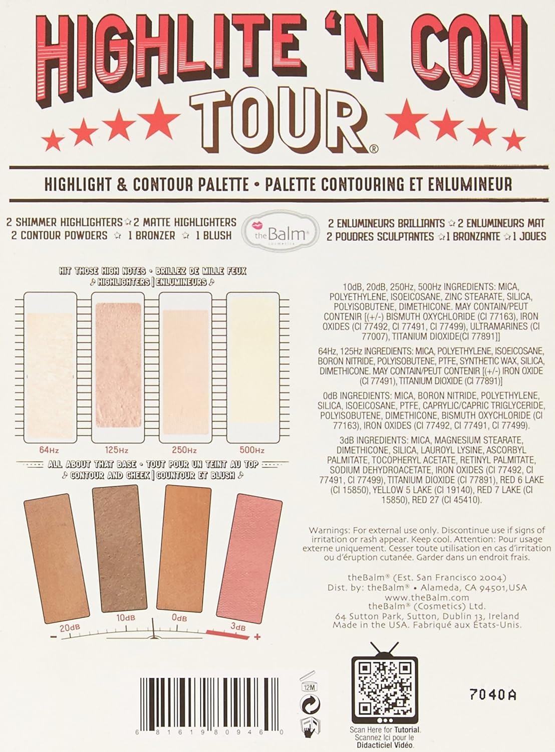 theBalm Highlighting & Contour Palette - Shimmer & Matte Highlighters, Bronzer, Blushes | Multicolor, 0.8 oz