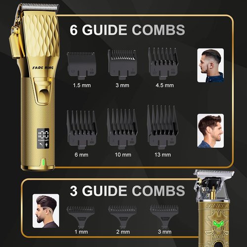 FADEKING® Professional Hair Clippers - Cordless Barber Clippers & Beard Trimmer Set | Precision Grooming Kit for Men
