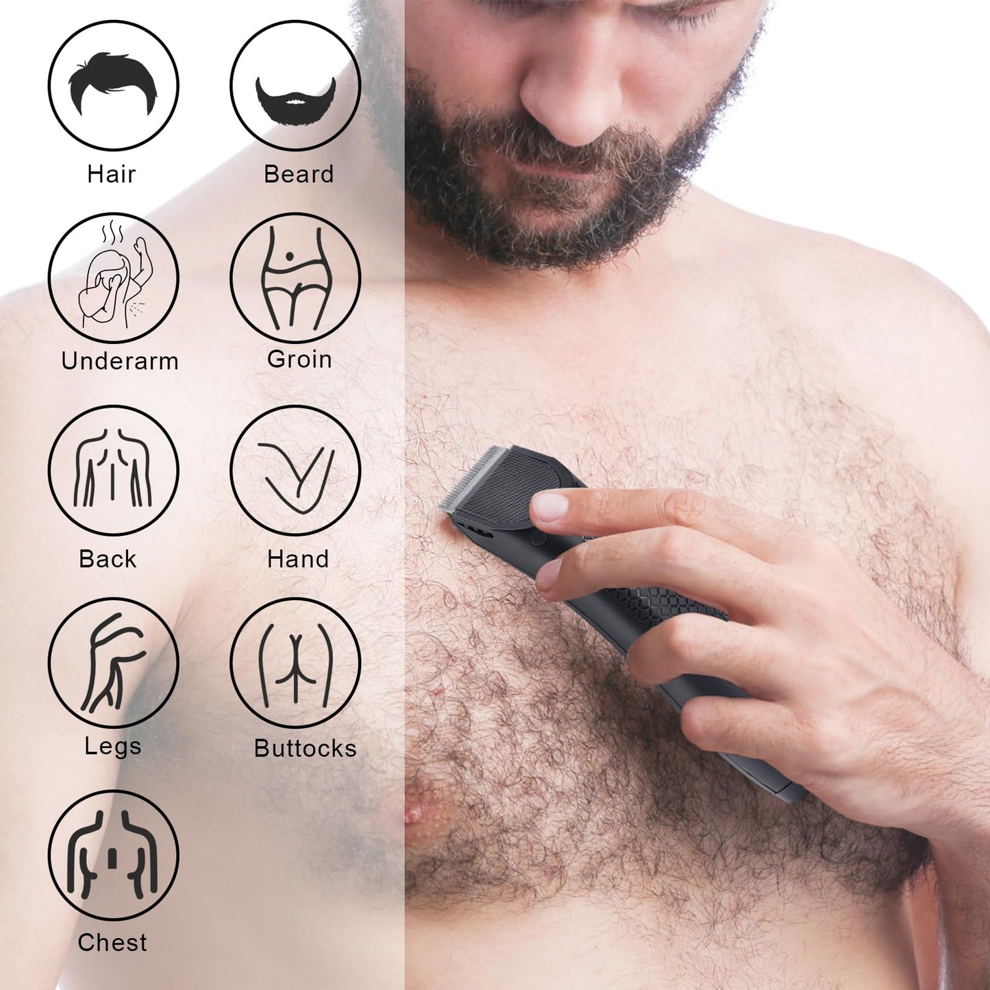 Groin Hair Trimmer for Men KSIAOS Trimmer for Men Electric Ball Trimmer/Shaver Waterproof Pubic Groin Body Hair Trimmer with Ceramic Blade Heads for Wet/Dry Use, Body Groomer with Recharge Dock, Black