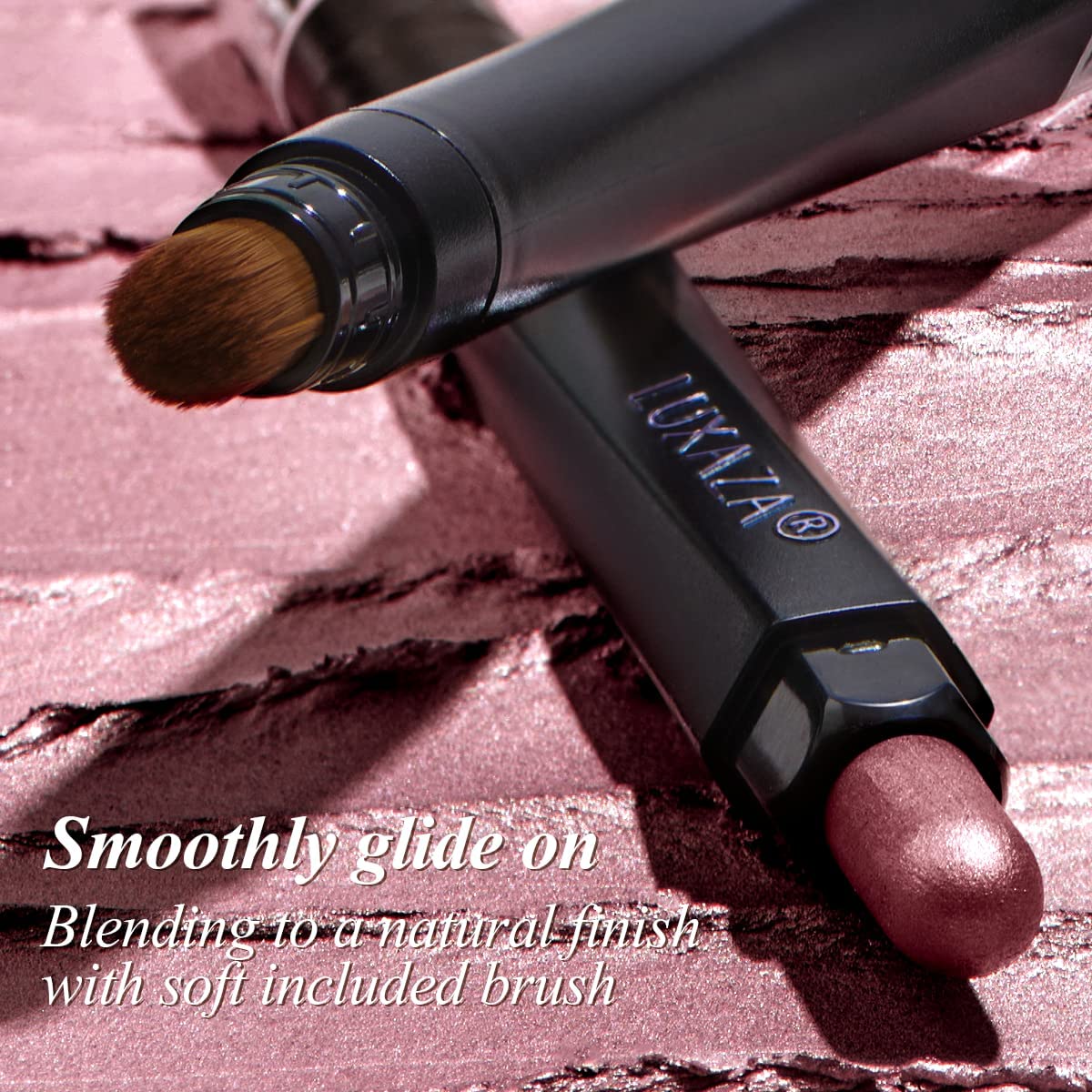 Cream Single Eyeshadow Stick with Blending Brush, Hypoallergenic Eye Shadow Sticks Makeup, Pro Waterproof & Long Lasting Eye Brightener Stick, Eyeshadow Pencil Crayon Shimmer #74
