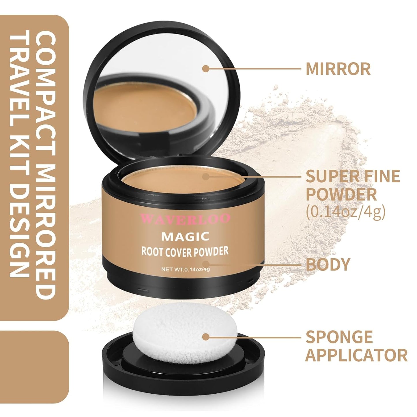 Waverloo Magic Root Cover Up Instantly Conceals High Forehead & Hair Loss - Sweat & Waterproof Root Touch Up Hair Powder for Women & Men (Medium Blonde)