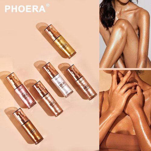 PHOERA Body Shimmer Oil - Bronzer Highlighter for Luminous Glow | 1oz Rose Gold