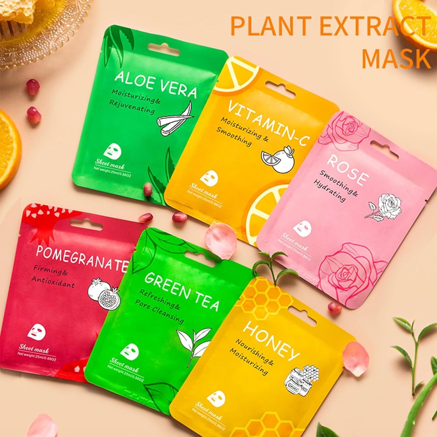 Meleell Collagen Face Masks for Skincare in Bulk, Sheet Masks for the Face, Hydrating and Moisturizing Face Masks Sets for Women's Skin Care (36-Packs)