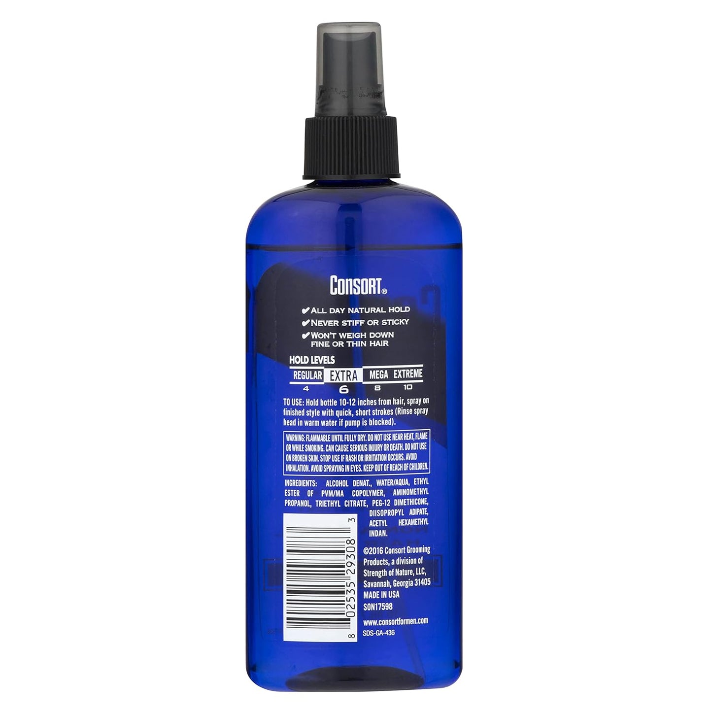 Consort Extra Hold Non-Aerosol Hair Spray for Men - Unscented, Fast-Drying, 8 oz