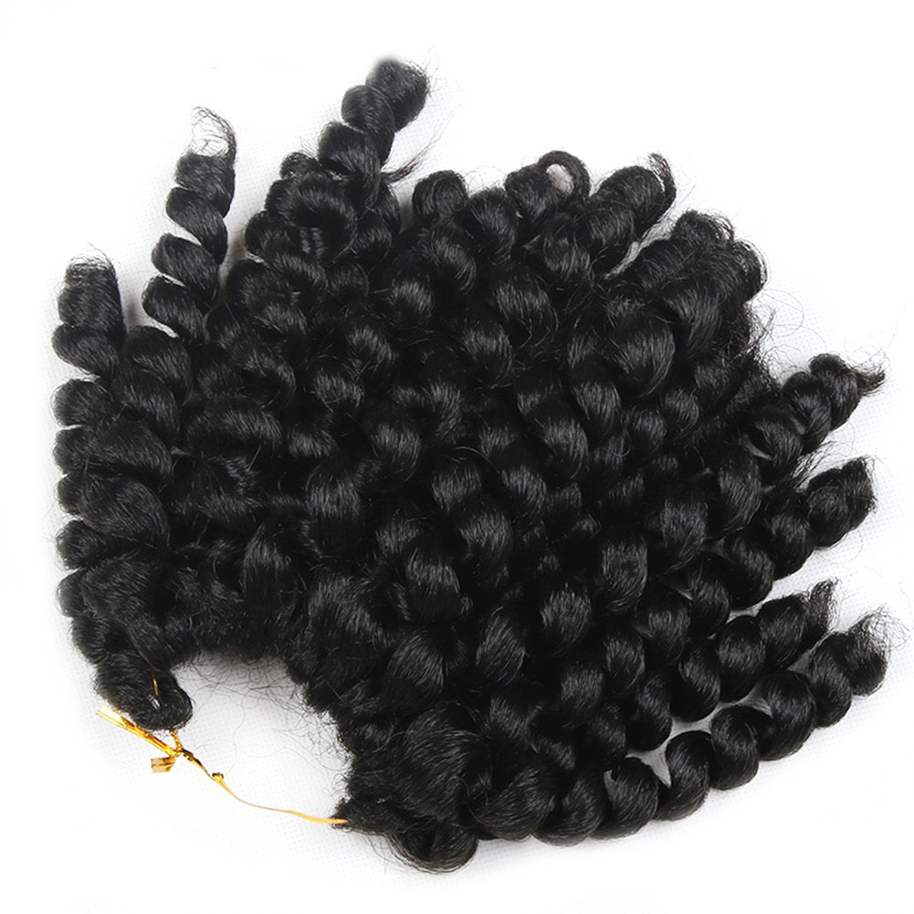 6 Pcs Jumpy Afro Kinky Twist Crochet Braid Natural Black Jamaican Bounce Synthetic Braiding Hair Extension 8 Inch 20 Strands 1B