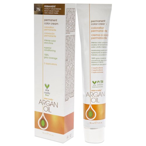 One N' Only Permanent Hair Color - Argan Oil Infused Hair Dye for Rich Color & Gray Coverage - 7N Medium Natural Blonde (3 oz)