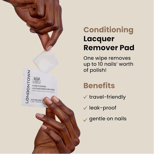 LONDONTOWN Acetone-Free Nail Polish Remover Set | Strengthening & Conditioning Pads
