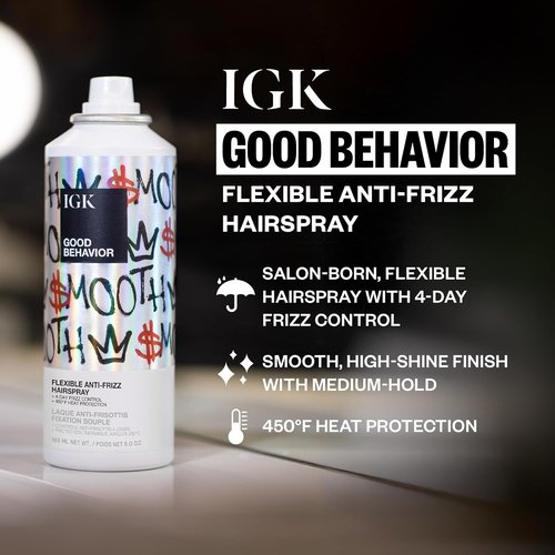 IGK Good Behavior Holiday 2025 Gift Set - Flexible Hairspray, Smoothing Spray & 4-in-1 Prep Spray | Anti-Frizz & Heat Protection for All Hair Types