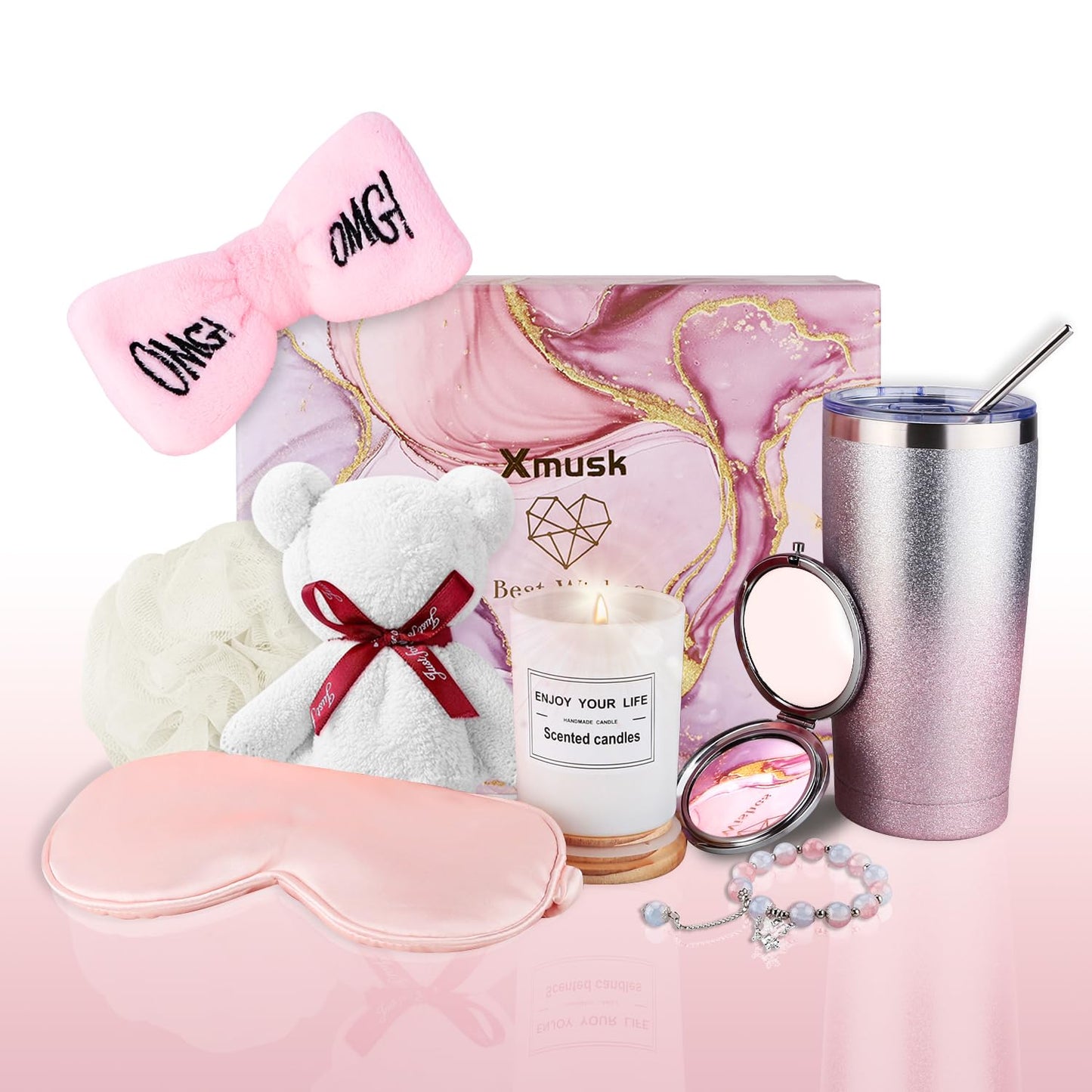Birthday Gifts for Women, Spa Gifts Set 8Pcs for Mom, Wife, Girlfriend, Sister, Friends, Her, Relaxing Spa Gifts Basket Self Care Gifts For Christmas, Valentine's Day, Mother’s Day Gifts(GSP-PINK)