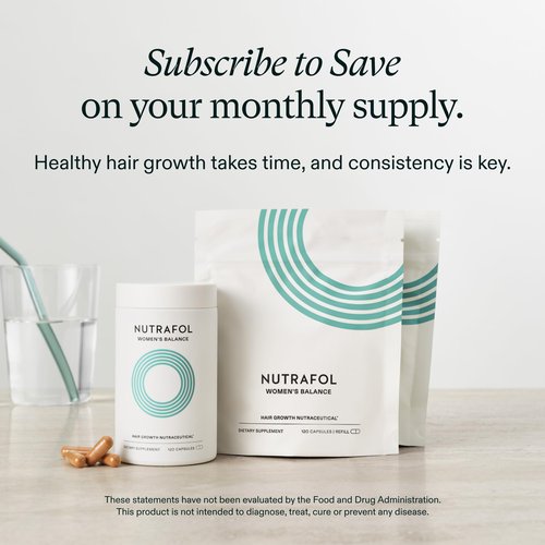 Nutrafol Women's Balance Hair Growth Supplements, Ages 45 and Up, Clinically Proven for Visibly Thicker Hair and Scalp Coverage, Dermatologist Recommended - 1 Month Supply