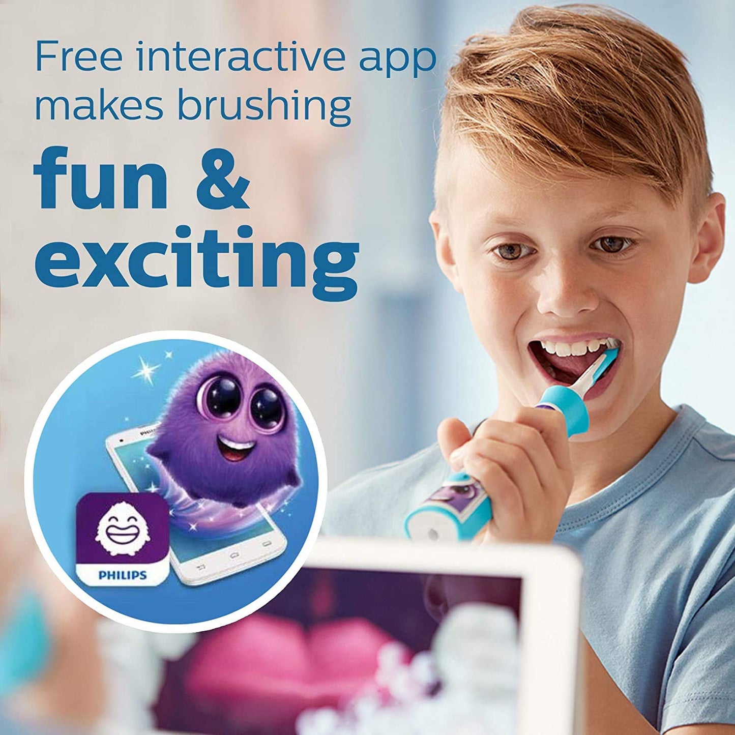 Philips Sonicare for Kids 3+ Bluetooth Connected Rechargeable Electric Power Toothbrush, Interactive for Better Brushing, Pink, HX6351/41