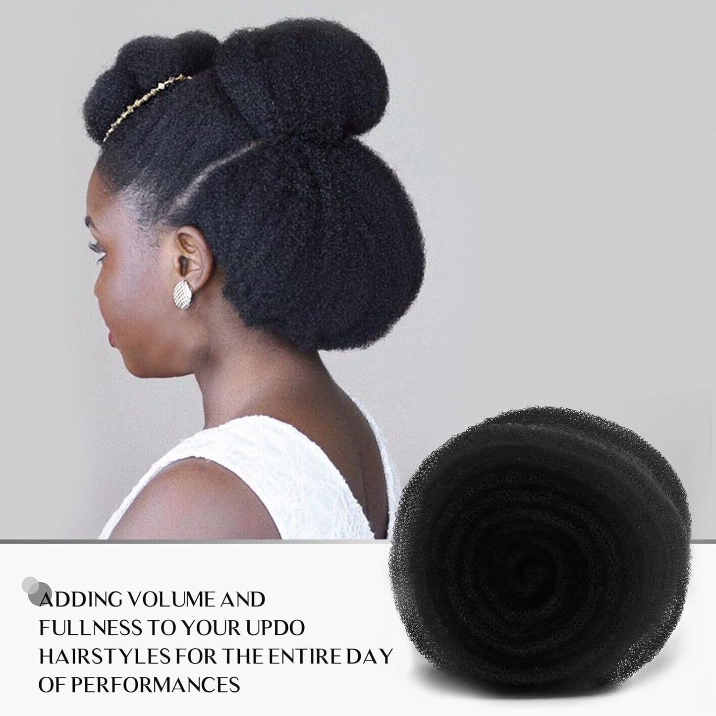 Hair Filler and Hairpins for Updo, Hair Sponge for Updo, Hair Padding,Hair Donuts for Updos, Volume Hair Bumps it Tool, Black
