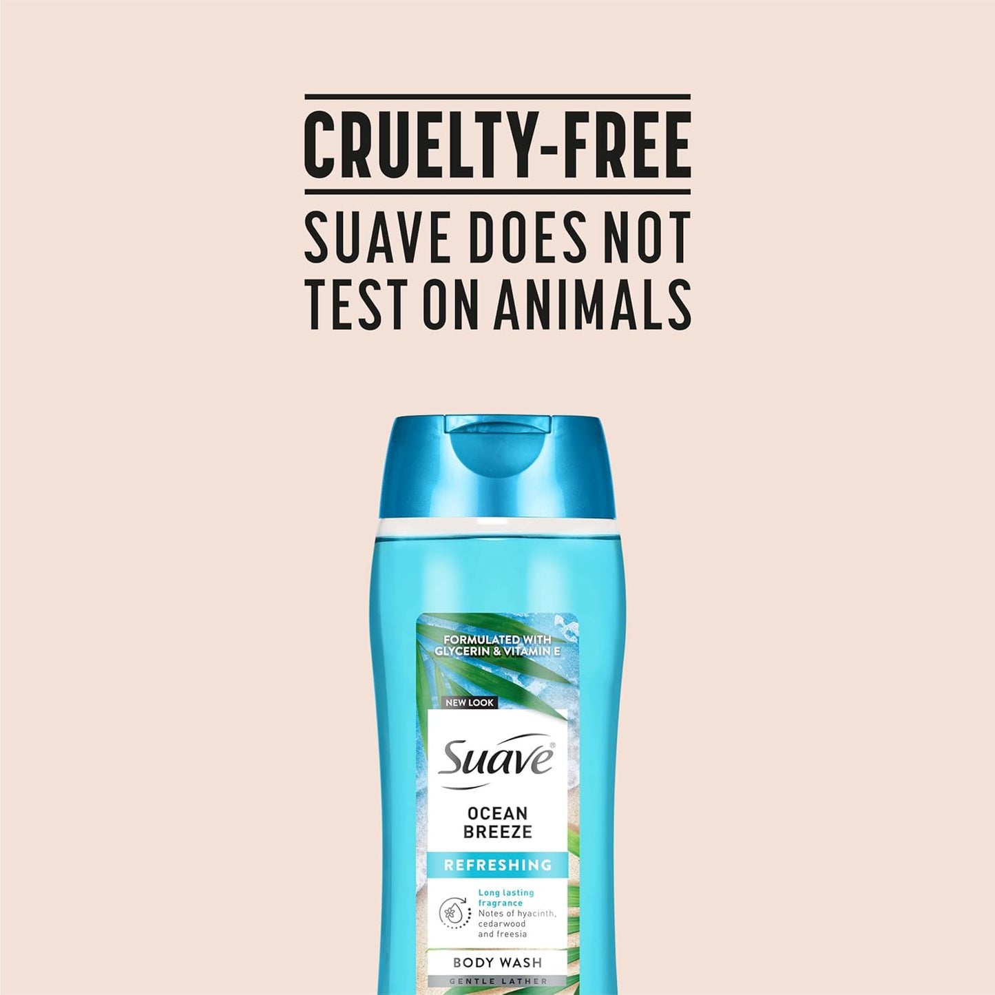 Suave Ocean Breeze Body Wash - Hydrating Formula with Glycerin & Vitamin E | 18 FL OZ, 6 Count