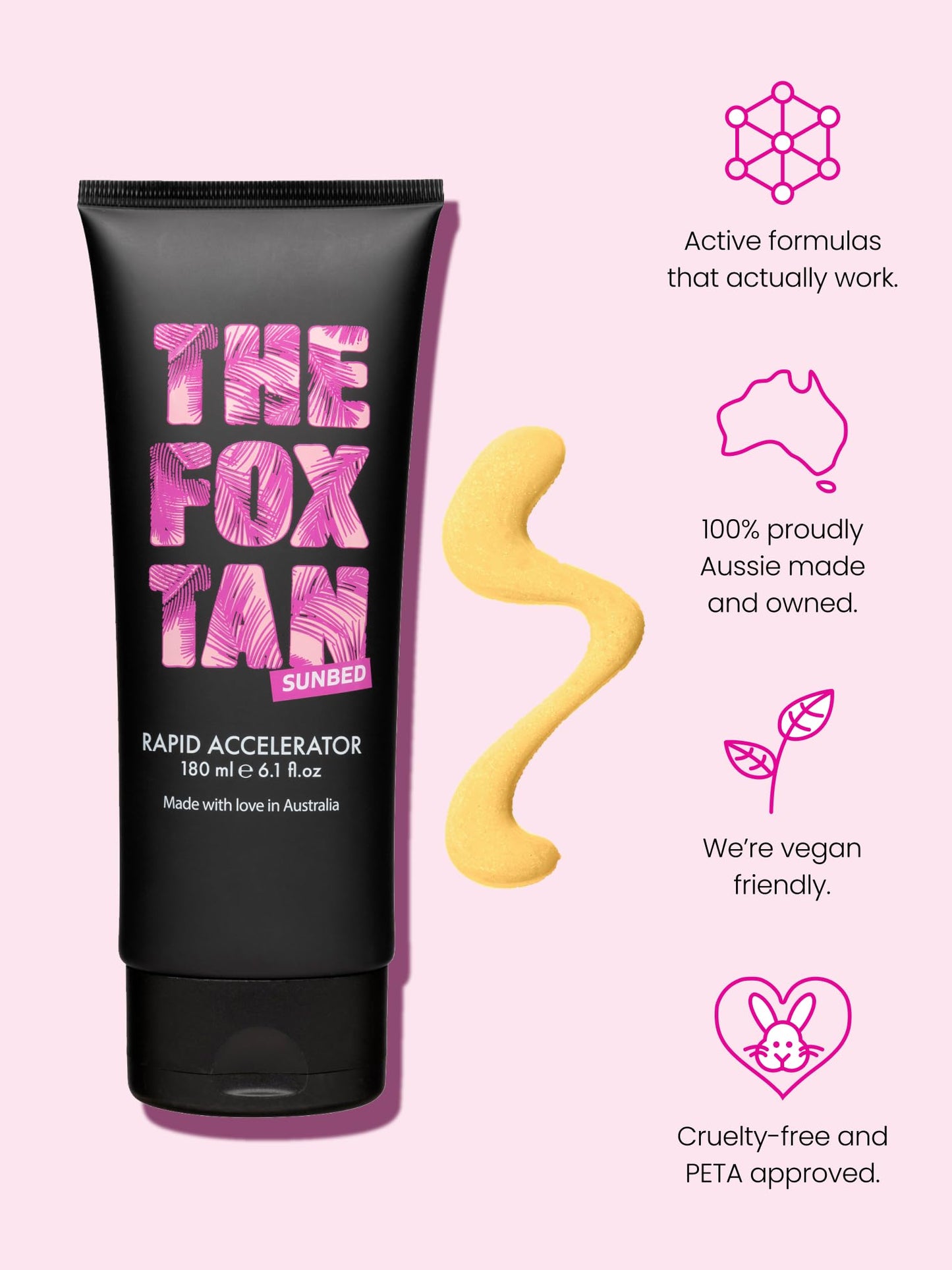 The Fox Tan Rapid Accelerator, Accelerator Lotion For Sunbed Tanning, Creates Darker, Faster & Long-Lasting Tans, Vegan & Cruelty-Free, 180mL