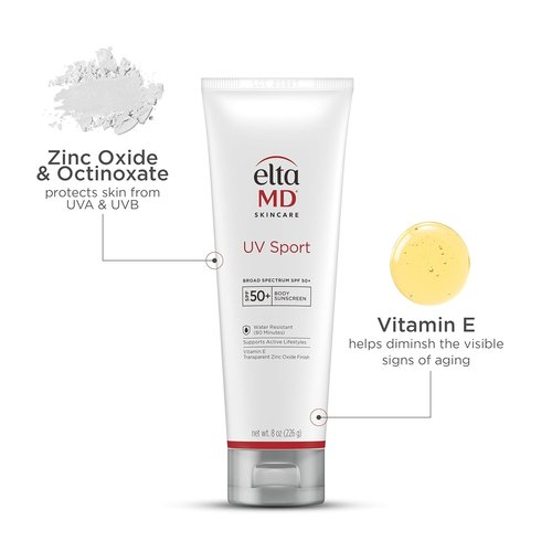 EltaMD UV Sport Sunscreen Lotion SPF 50 - Water & Sweat Resistant Zinc Oxide Formula for Face & Body