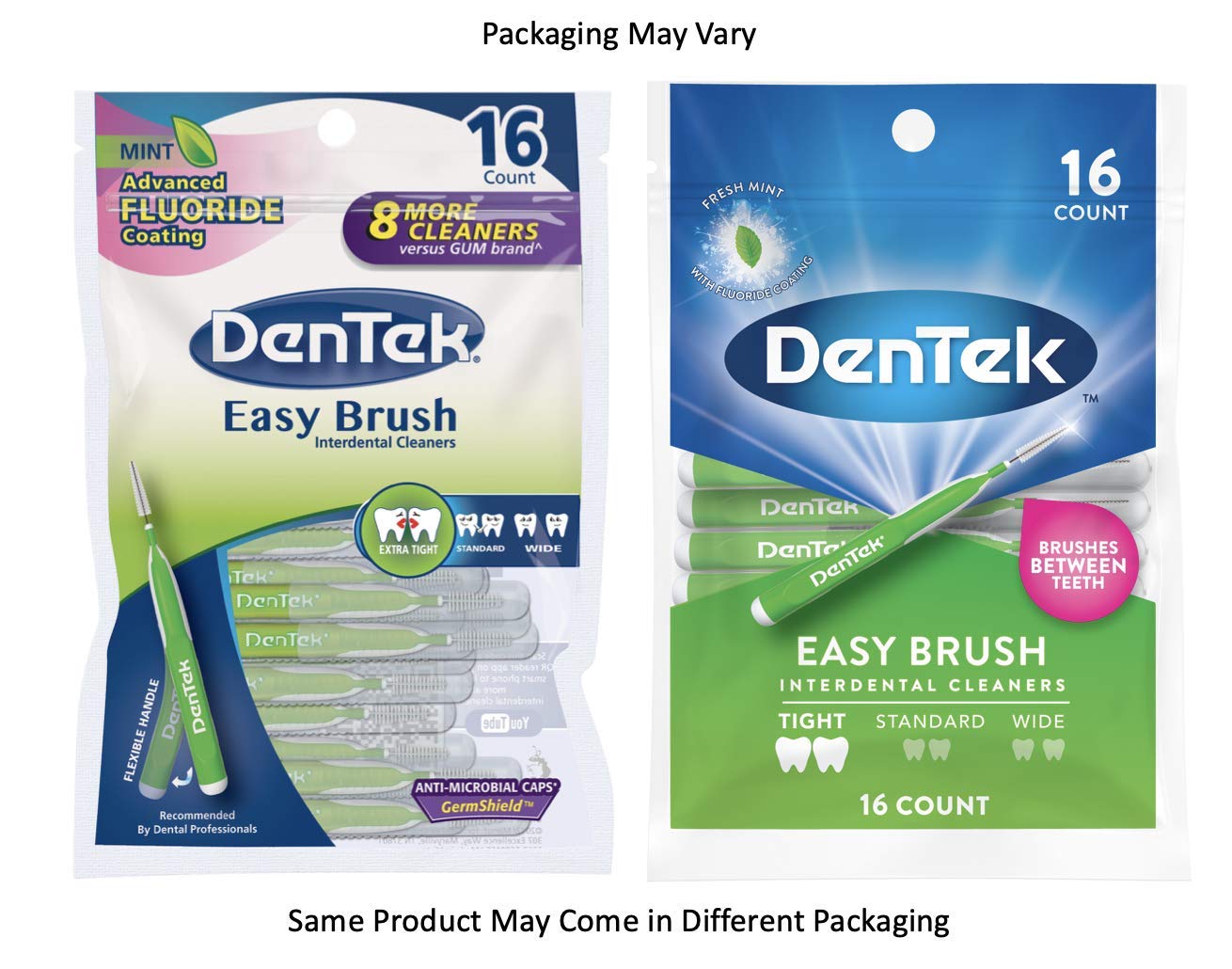 DenTek Easy Brush Interdental Cleaners, Brushes Between Teeth, Tight Teeth, Mint Flavor, 16 Count (Pack of 6)