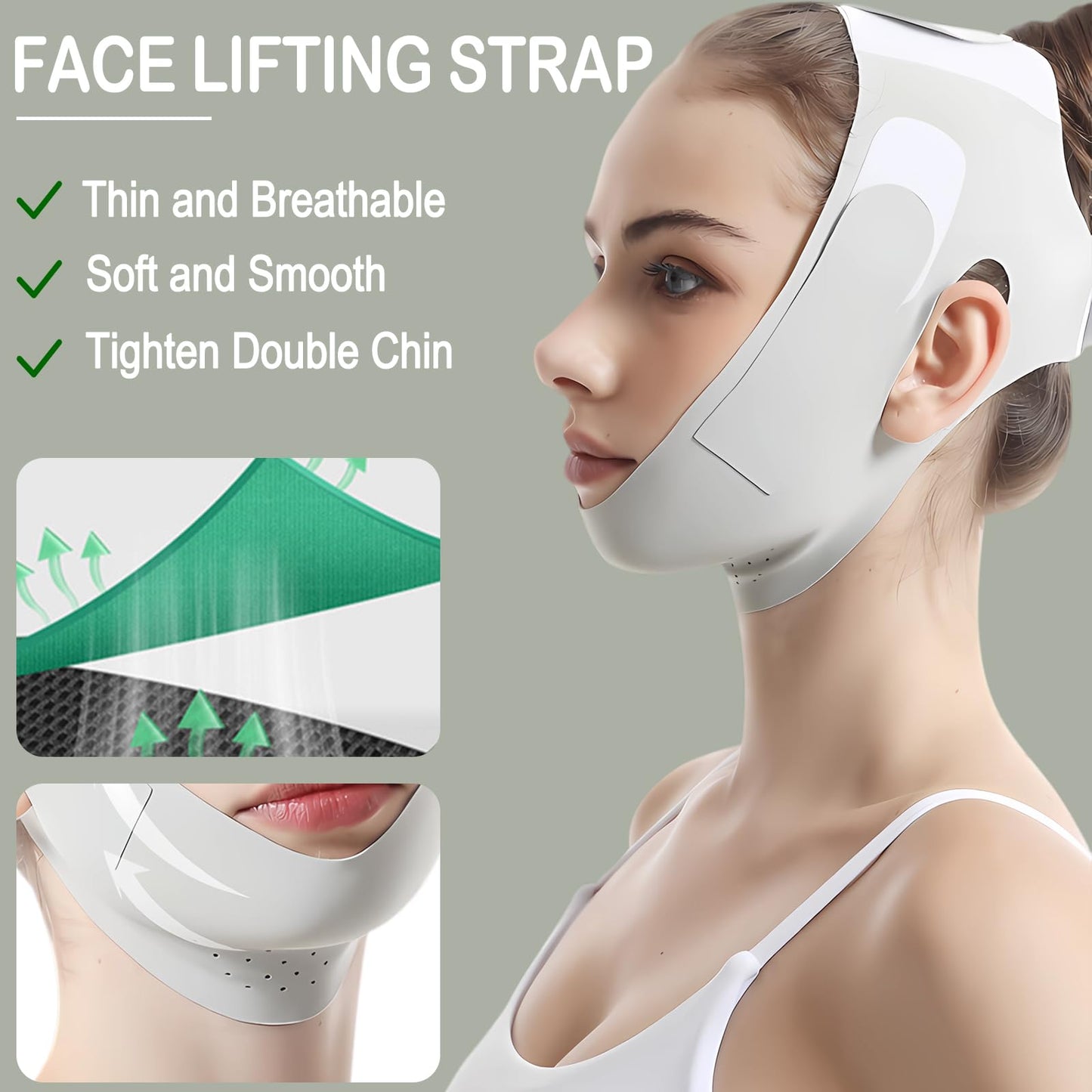 Chin Strap for Women,Reusable V Line Lifting Mask,Soft Comfortable Breathable Chin Strap for Women