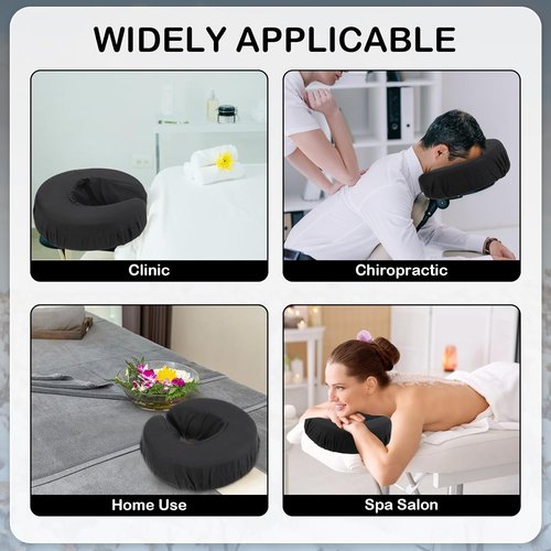 Macarrie 24 Pcs Face Cradle Covers - Soft Microfiber Massage Table Headrest Sheets | Oil-Proof, Black
