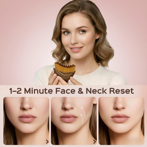 2PCS Lymphatic Contour Face Brush for Lymphatic Drainage Massager Tool for Face & Neck Lifting, Gua Sha Brush, Jawline Chin Sculpting, Dry Brushing, Curved Ergonomic Design(Brown, 2PCS)