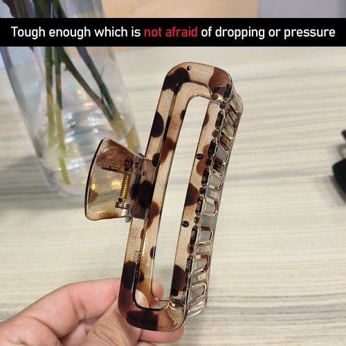 Nalodu Hair Claw Clips 5 Inch Unbreakable Square Rectangle Clip Clamp Neutral Colors for Thick Curly Long Hair Women - 2 Pack