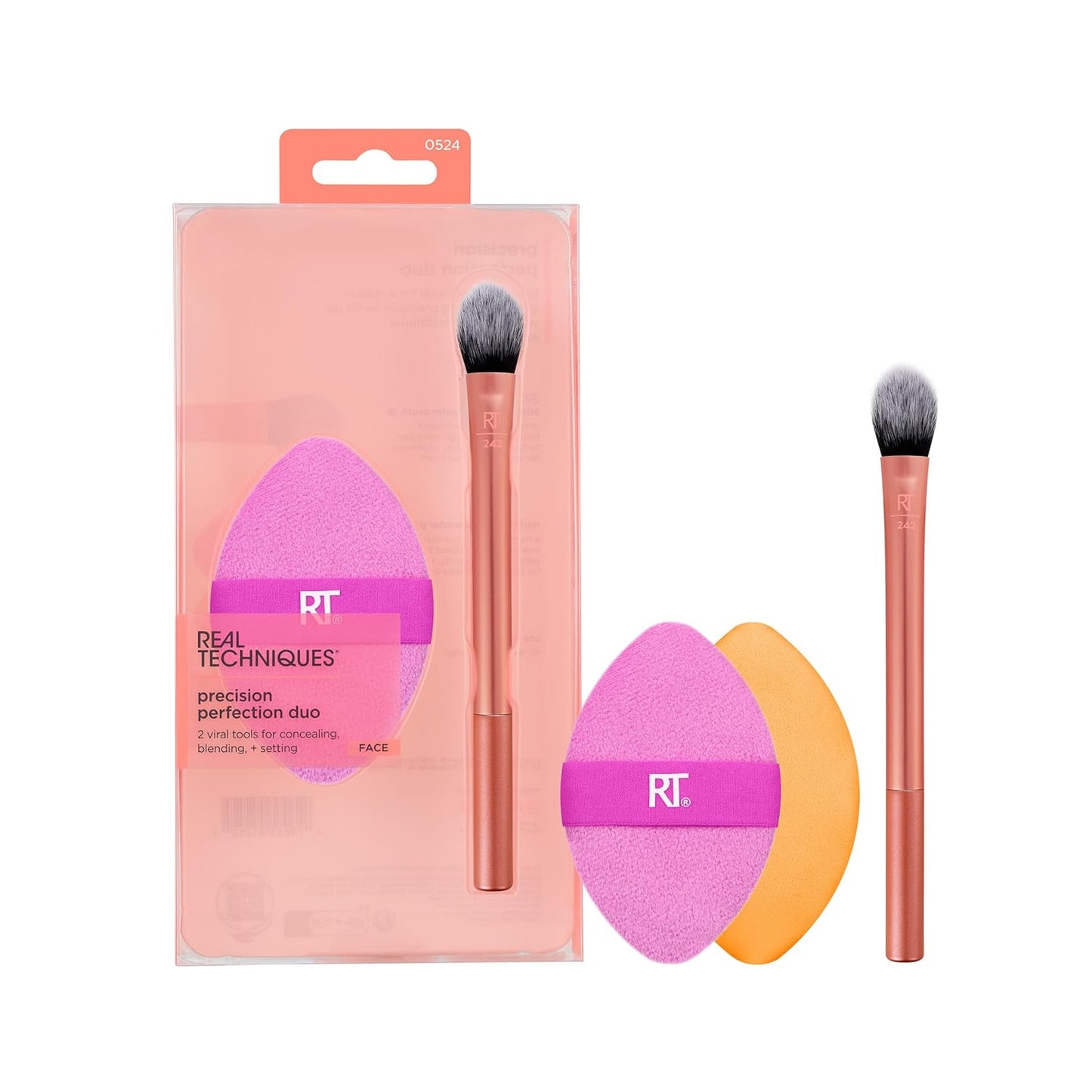 Real Techniques Expert Concealer Brush, Conceal Under Eyes & Cover Blemishes, Makeup Brush For Blending Liquid & Cream Concealer, Brighten Dark Circles, Cruelty-Free, Soft Bristles, 1 Count