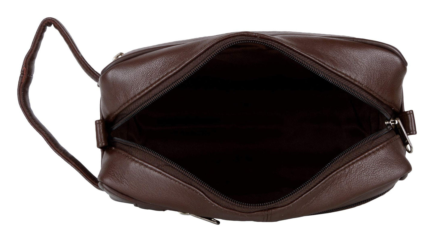 Liberty Leather - Genuine Sheep Nappa Leather Unisex Luxury Toiletry Travel Bag | Bathroom Organizer with Multiple Compartments for Men and Women | Portable Cosmetic Case for Traveling Dopp Kit