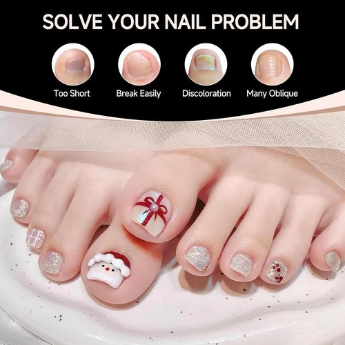 UNA GELLA Toe Nail Tips Full Cover, 216 Pcs Square Round Toe Nail Press Ons Clear Pre-shape Gel Toe Nail Tips Double Matte Acrylic Fake Toenails Extensions DIY Home Nail Salon for Women, 15 Sizes