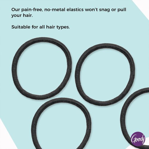 Goody Ouchless Hair Elastics - No Pull, No Breakage, Tangle-Free Hold for Thick, Curly, Coily & Textured Hair - 30 Count, Black, Long-Lasting Ponytail Holders for Women & Men
