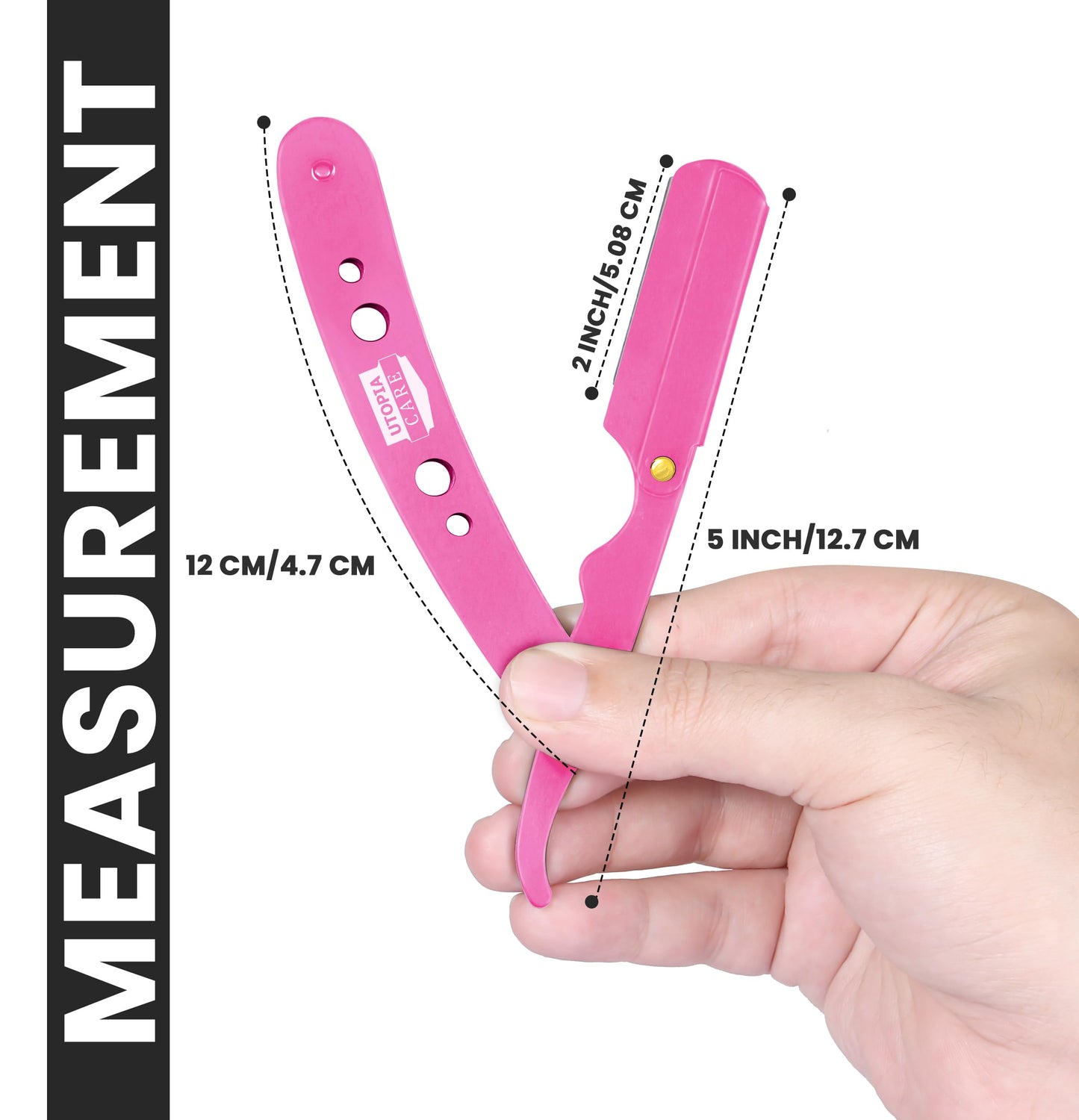 Utopia Care Professional Straight Razor for Men, Barber Straight Edge Razor Safety with 100 Pack Blades, Pink