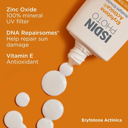 ISDIN Eryfotona Actinica SPF 50+ | Mineral Sunscreen for Face with Zinc Oxide | No White Cast, Sensitive Skin Safe