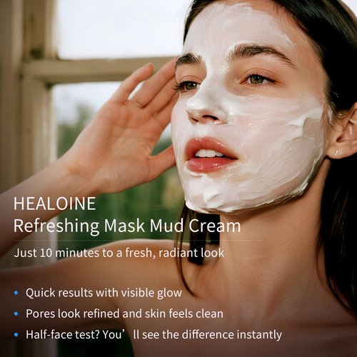 HEALOINE Clarifying Mask Pore Refreshing Mask Mud Cream Hydrating Wash Off Pack, Pore Cleansing Exfoliator, Korean Skin Care 4.23 fl.oz