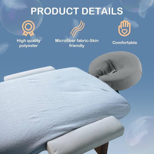 Macarrie 24 Pcs Microfiber Face Cradle Covers - Soft, Reusable, Oil-Proof Headrest Sheets | Gray