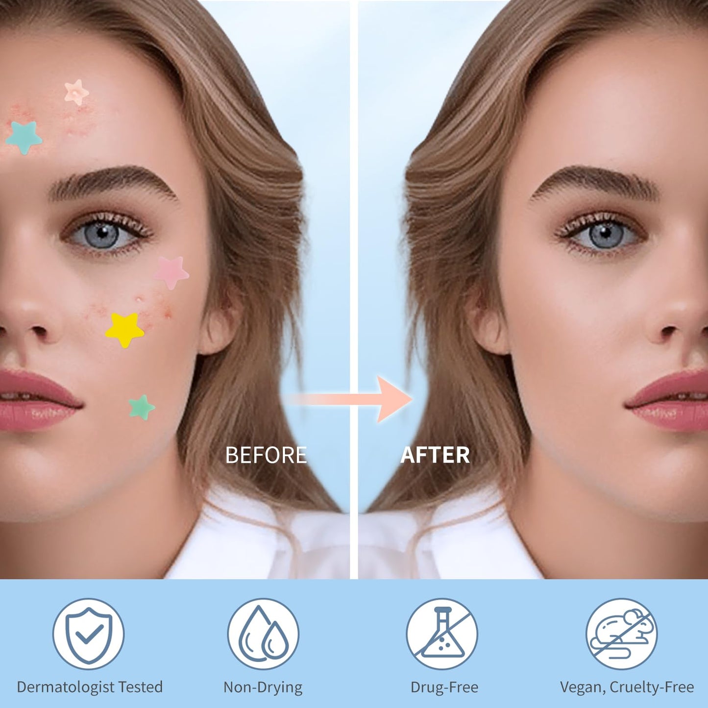 QUSTERE Pimple Patches for Face, Colorful Hydrocolloid Acne Patches, Cute Star Zit Covers for Face, Spot Stickers with Tea Tree, Salicylic Acid & Cica Oil| 4 Sizes (8mm, 10mm, 12mm & 14mm) |357 Count
