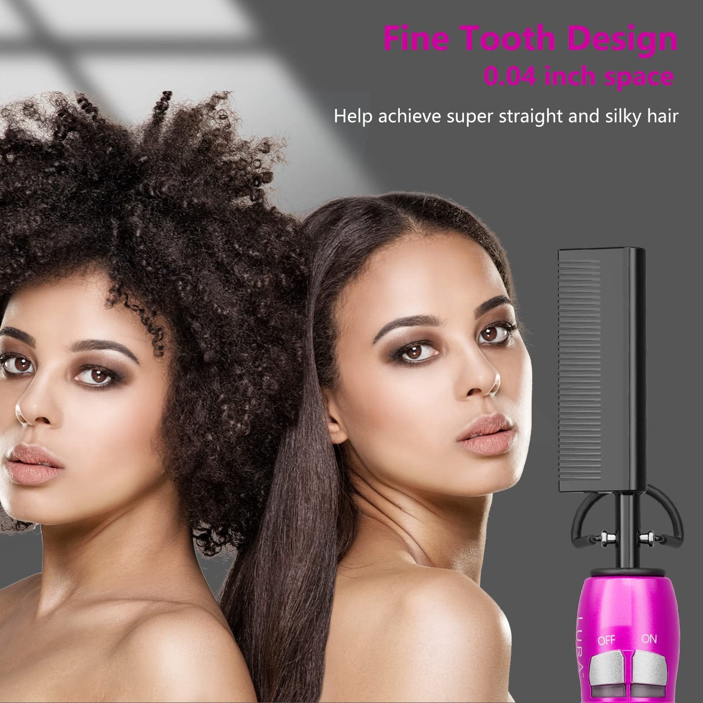 200-500°F Pink Heat Comb: Electric Pressing, Straightening, and Styling Tool for Lace Front Wigs, Black, African American, and Afro Hair