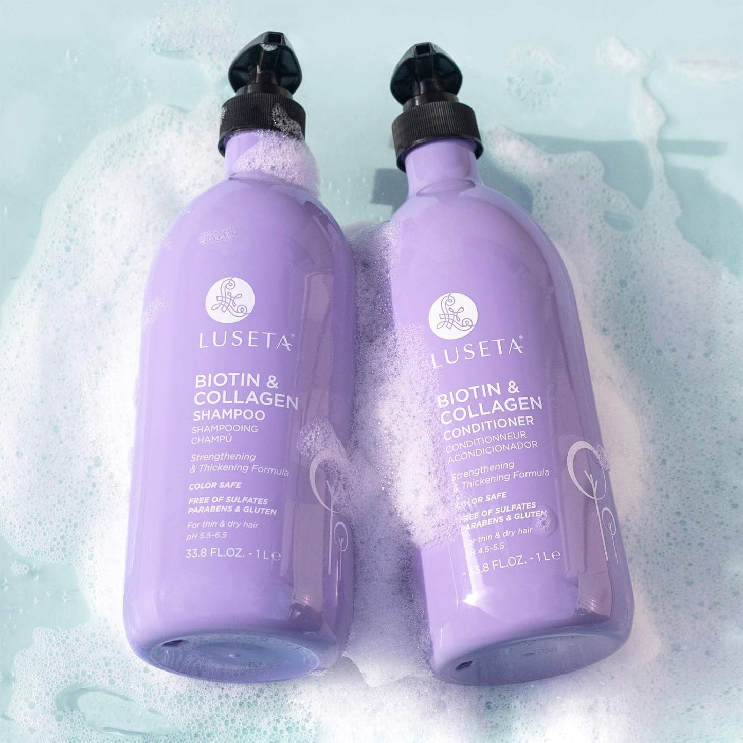 Luseta Hyaluronic Acid Moisturizing Shampoo & Conditioner Set for Dry and Damaged Hair, Sulfate Free Shampoo and Conditioner for Women Infused with Argan Oil and Shea Butter Paraben-Free2 x 16.9oz