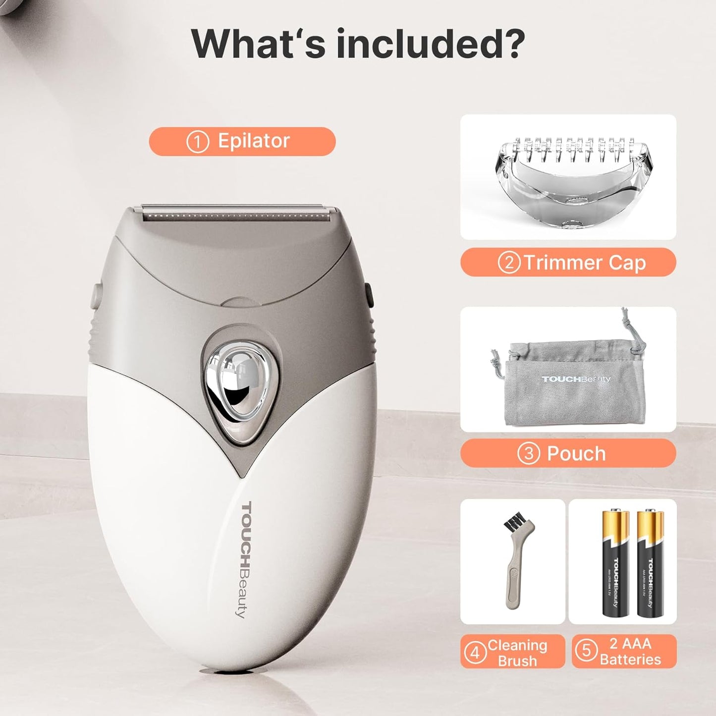 TOUCHBeauty Electric Shaver - Painless Bikini Trimmer with 3-Blade System | Cordless Wet/Dry Razor for Women, Gray